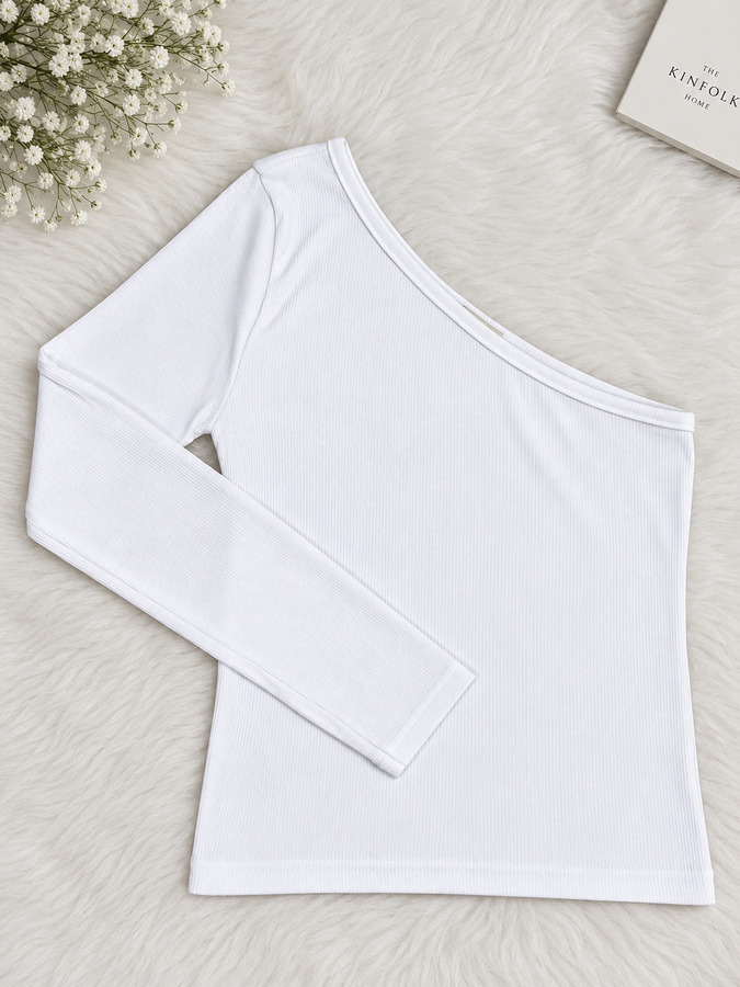 White Cropped Off-Shoulder Top