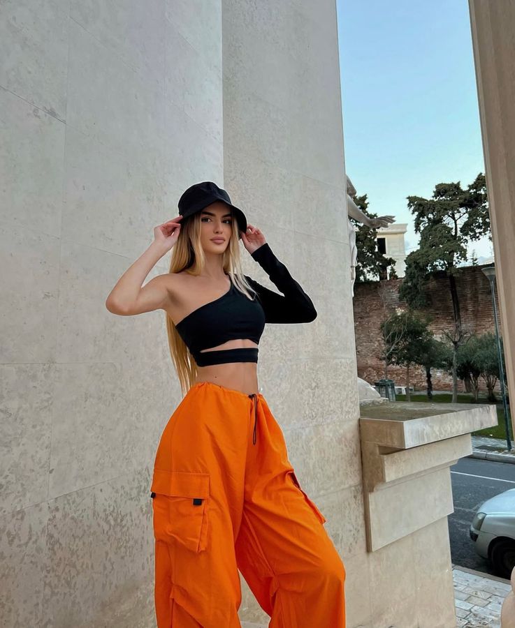 High Waist Pocket Patched Oversize Parachute Pants 