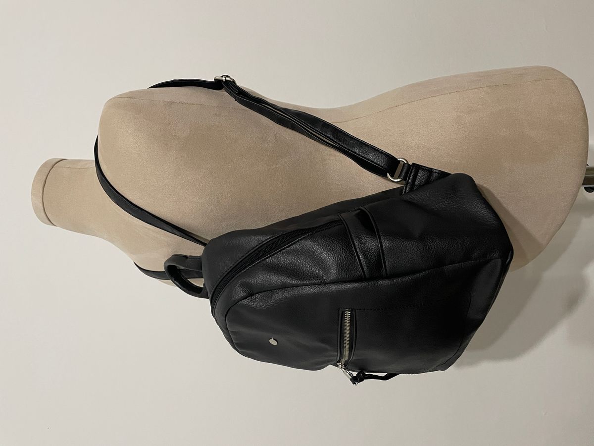Classic Black Leather Backpack
