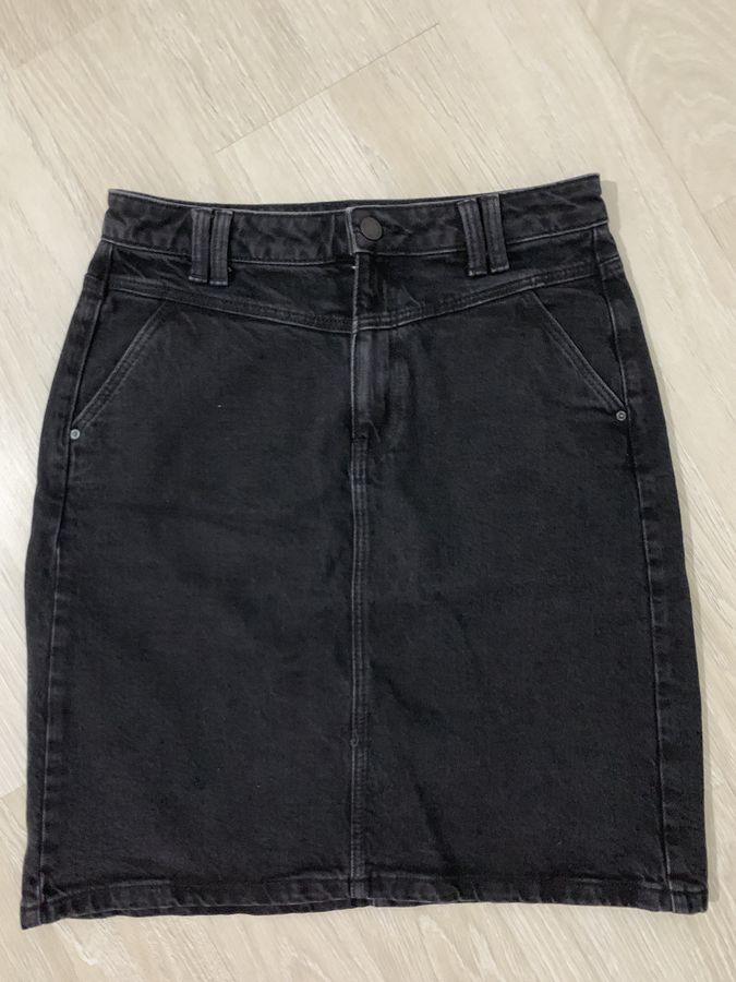 Washed Effect Black Skirt 