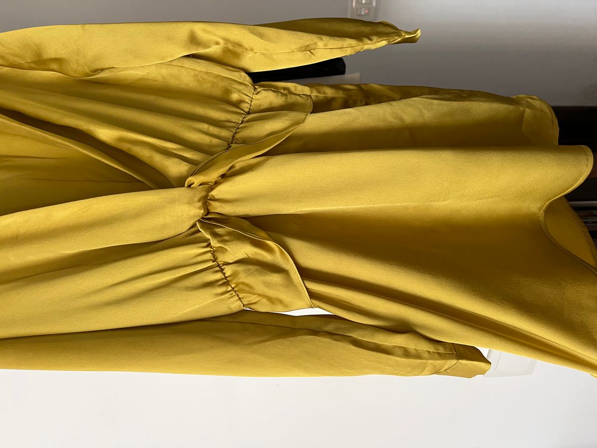 PLT yellow satin viral dress