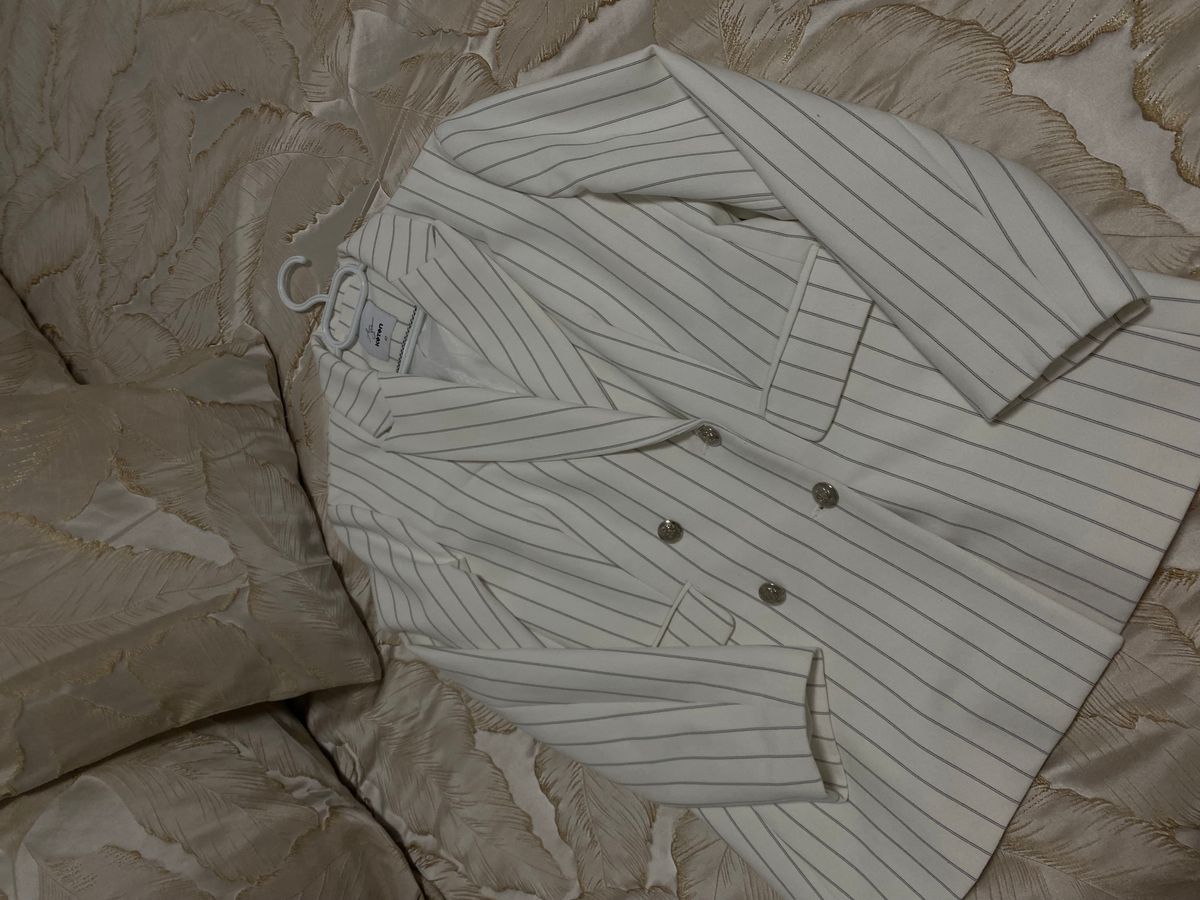 white blazer with black stripes