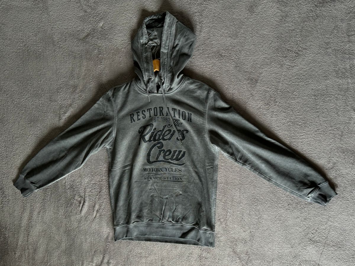 Spykar grey slim fit printed hooded sweatshirt