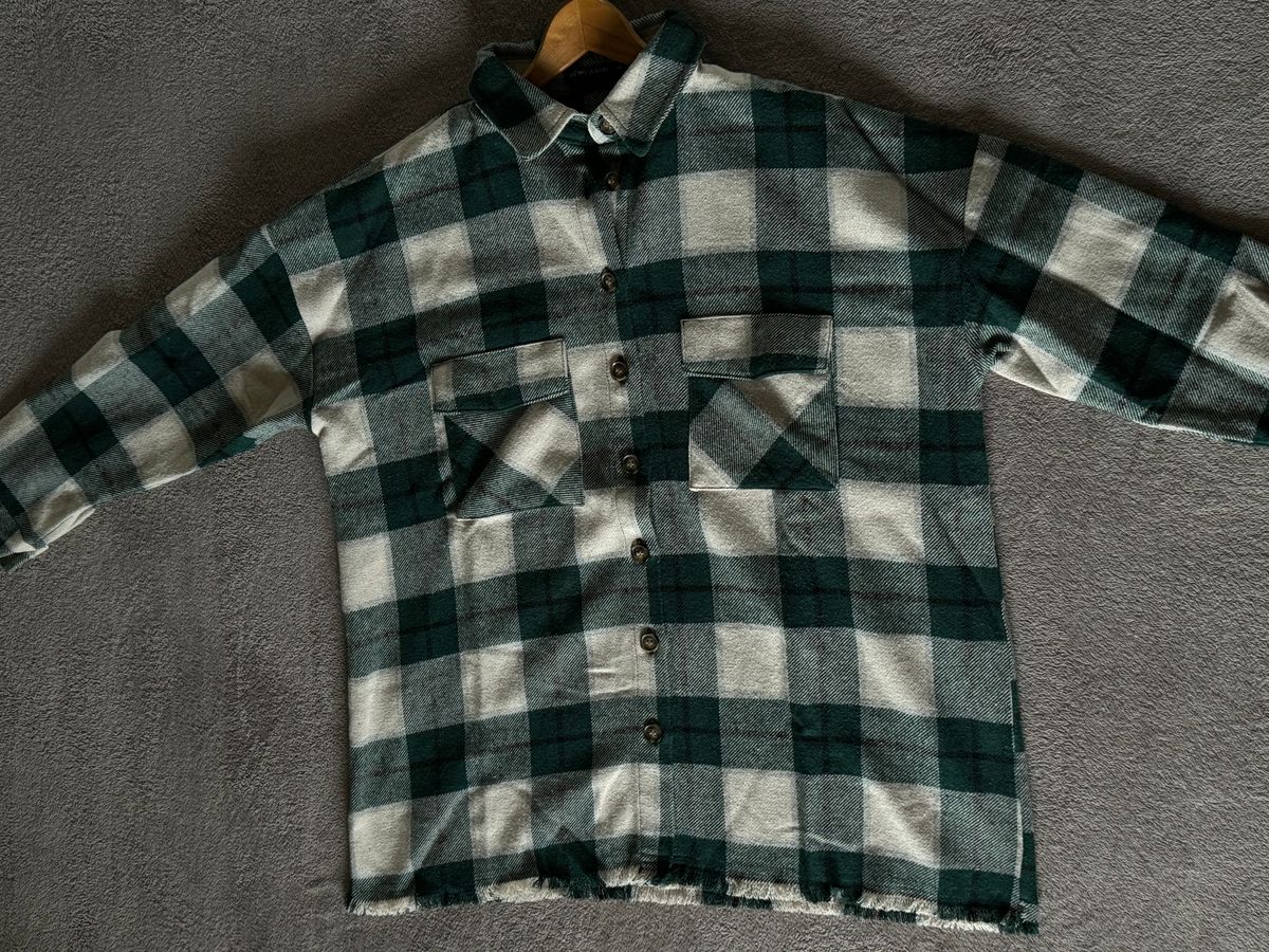 LC Waikiki green and white plaid flannel