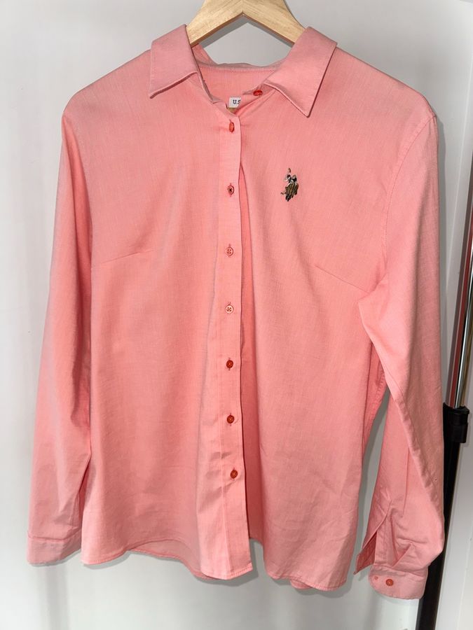 US Polo Women Pink Long Sleeve Basic Shirt