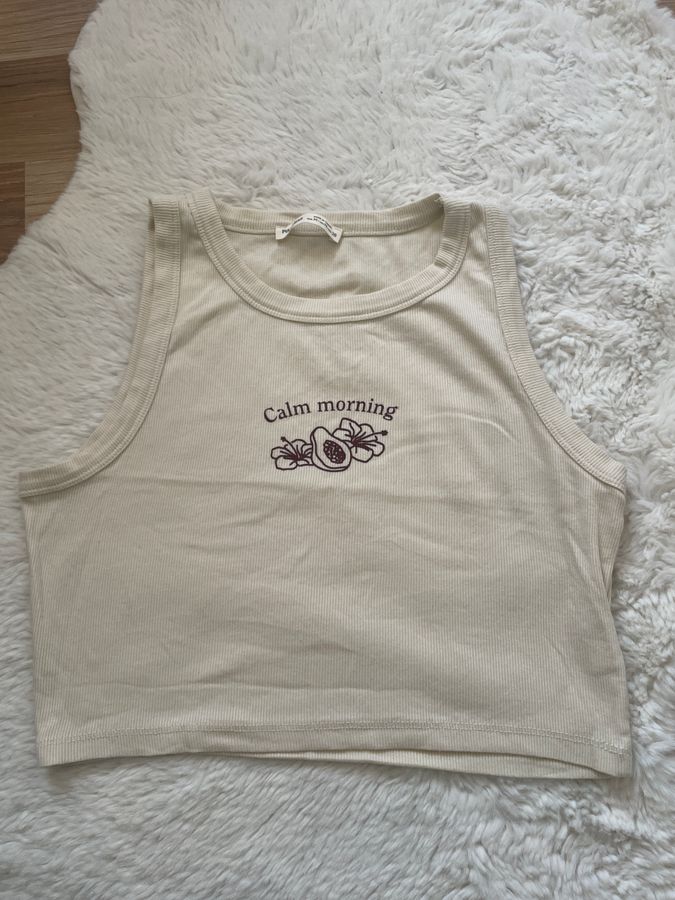 Pull&Bear Beige Crop Top