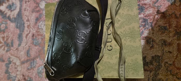  Black GG Embossed Belt Bag 1