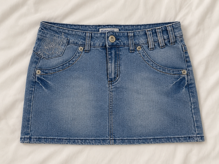 Blue Denim Mini Skirt 1