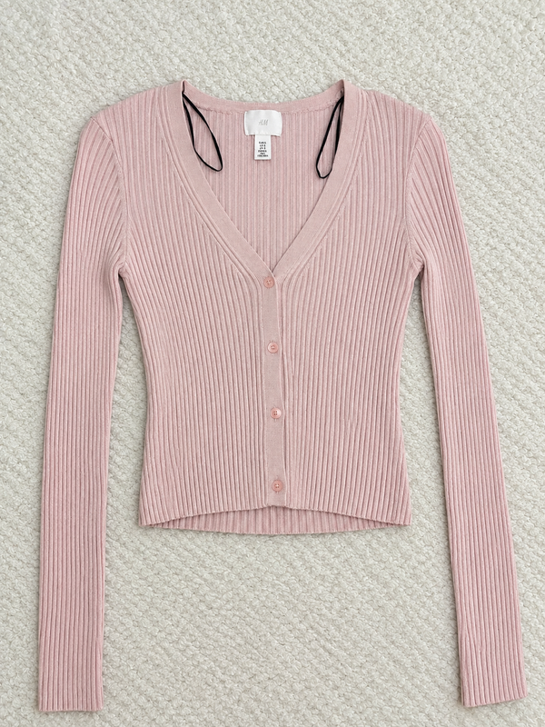 Pink Ribbed H&M Cardigan 1