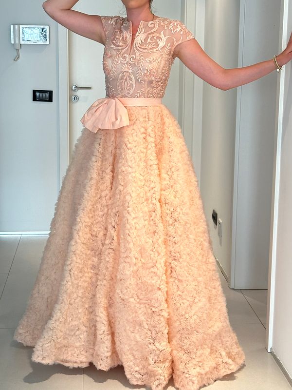 Teuta Matoshi Peach Long Dress 3