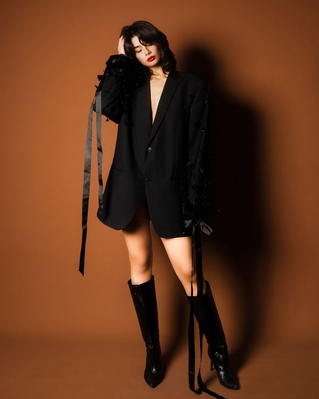 Feather Black Blazer  2