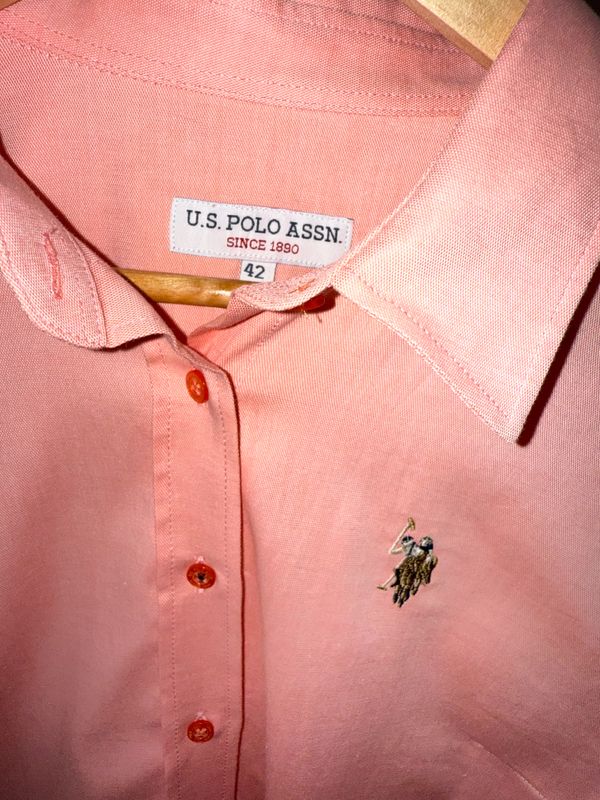 US Polo Women Pink Long Sleeve Basic Shirt 2