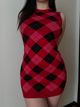 Zara Pink Argyle Bodycon Sweater Dress 1
