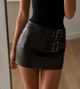 Double Belt Leather Mini Skirt 1