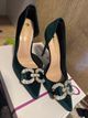 Womens Chic Pointy Toe Velvet Bowty Rhinestone High Heel Pump Party Shoes  1
